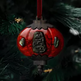 Mordovian jewelry Christmas tree toy "Lantern" golden Obsidian